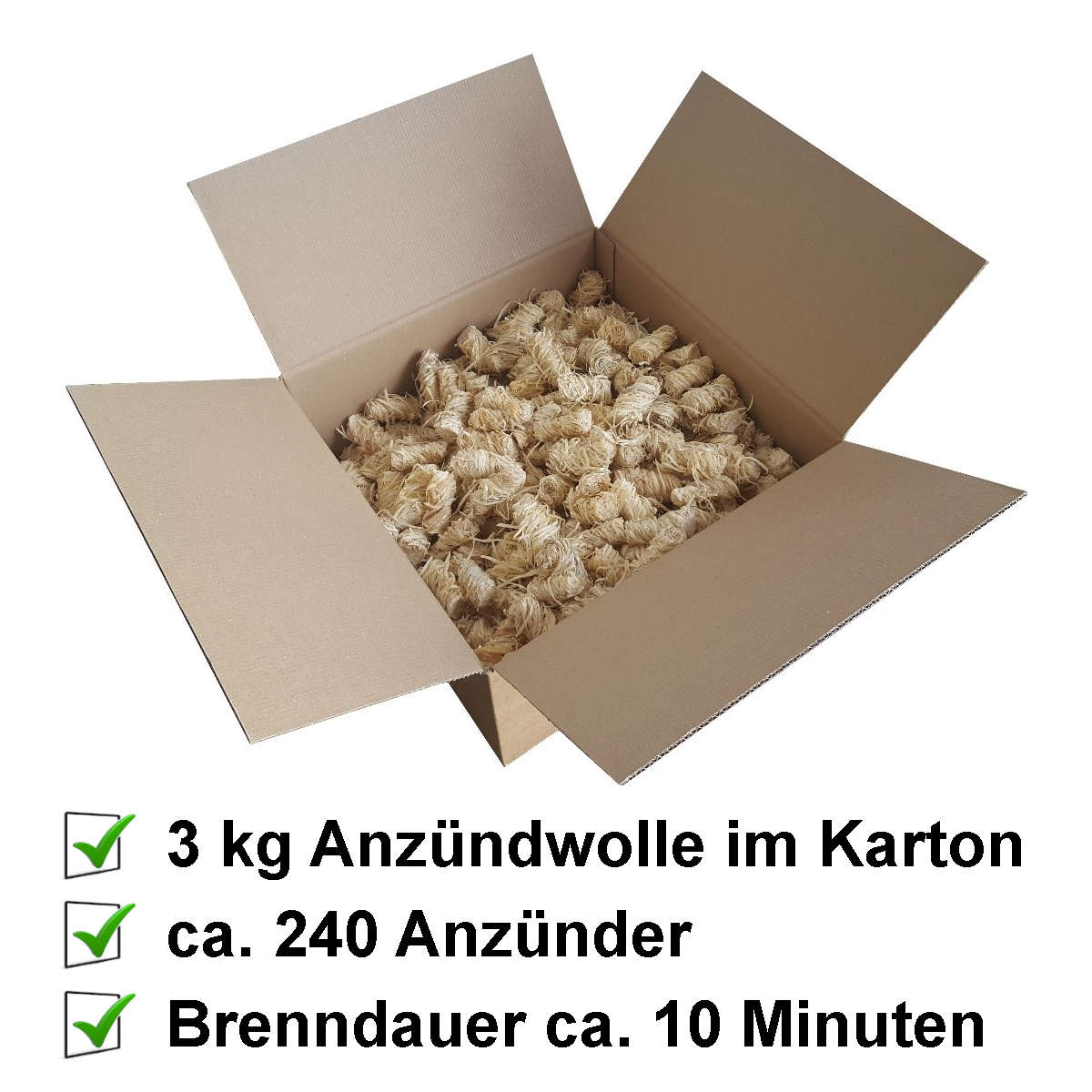 3 kg Ökologische Anzündwolle